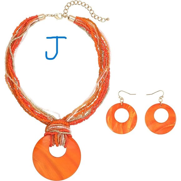 New Multi Strand Colorful Beaded Necklace with Big Circle Shell Pendant - Picture 6 of 9